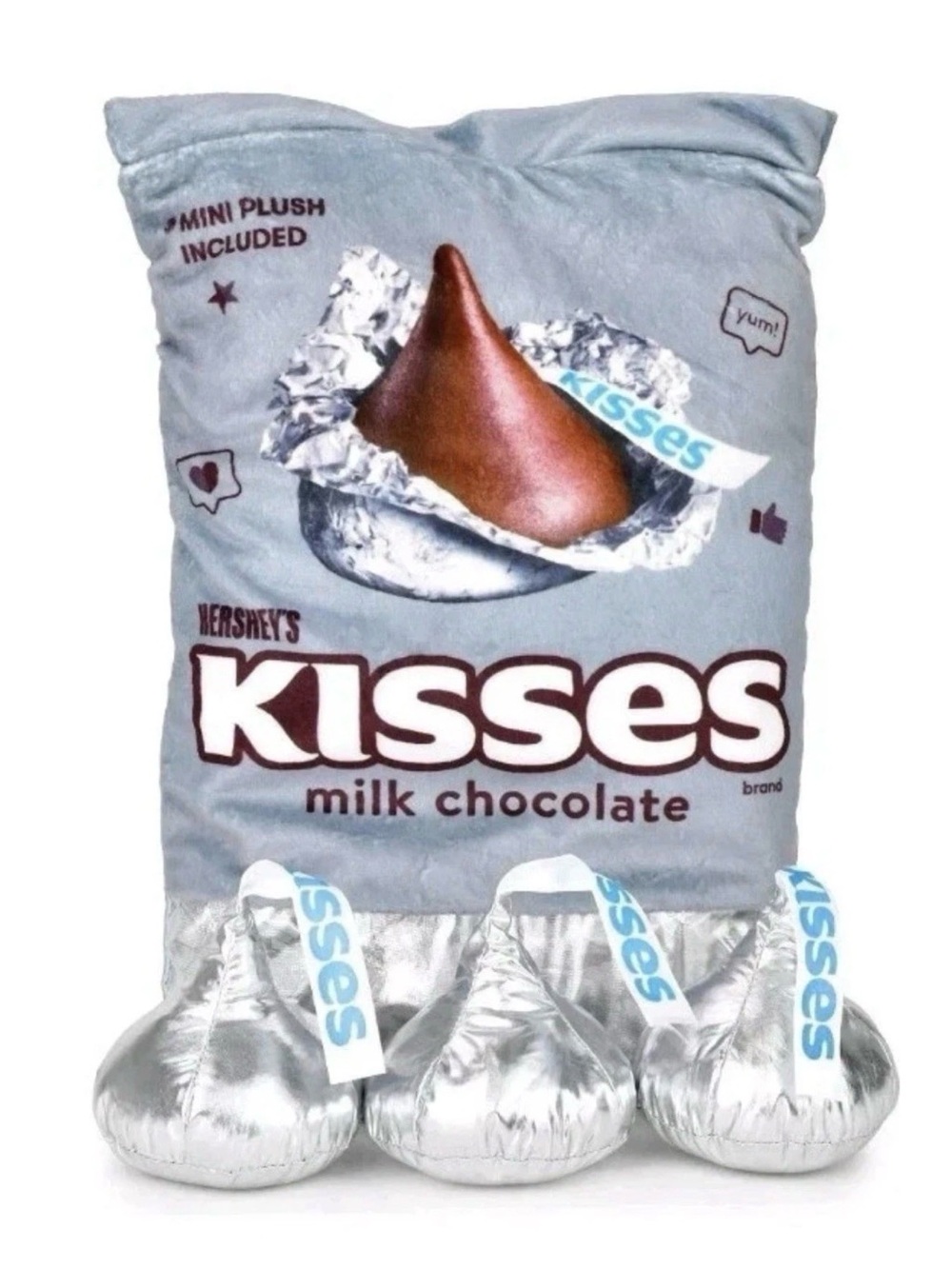 Hershey’s Chocolate Kiss Pillow Set w/3 Plush  Candy Kisses Inside NWT
